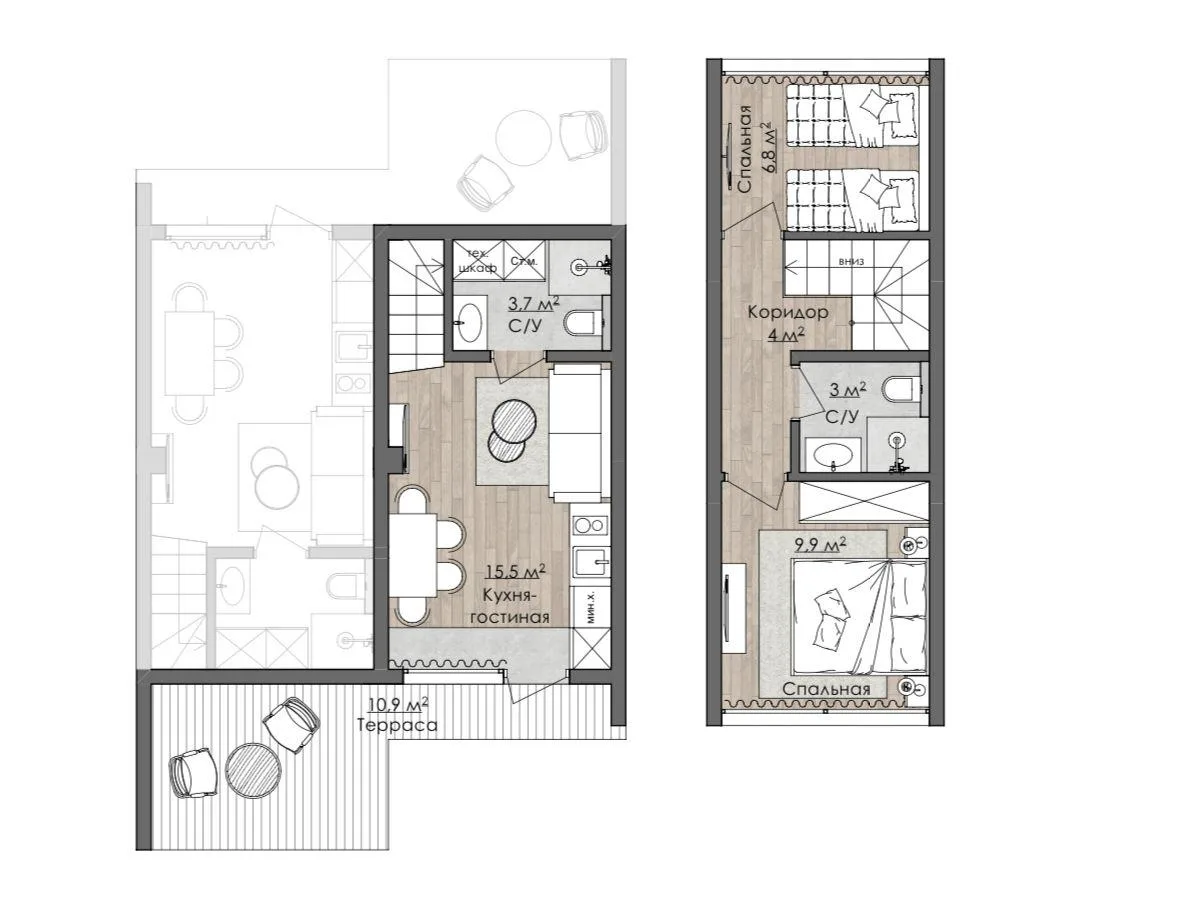 Планировка — 57 м²